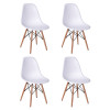 Conjunto De Mesa De Jantar Eames Eiffel Retangular 120x75 Tampo De Madeira Branco Com 4 Cadeiras Bra