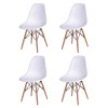 Jogo De Mesa 4 Cadeiras Brancas Eames Eiffel 90 Cm Base Madeira Tampo Branco