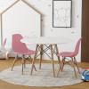 Conjunto De Mesa Eames Eiffel Madeira Infantil 60cm Redondo Branco 2 Cadeiras Rosa - 1